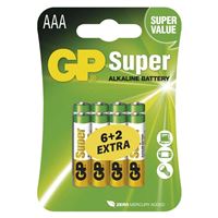 Alkalická batéria GP Super LR03 (AAA), 6+2 ks