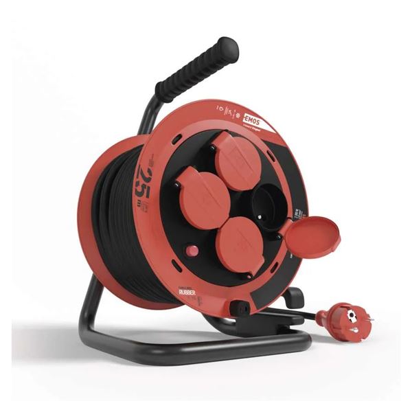 Vonkajší predlžovací kábel na bubne 25 m, 4 zásuvky, 230 V