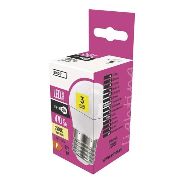 Žiarovka LED CLS Mini Globe 5W E27, teplá biela