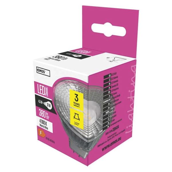 Žiarovka LED CLS MR16 4,5W GU5,3 neutrálna biela