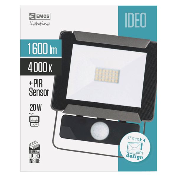LED reflektor EMOS Ideo 20W s pohybovým PIR čidlom