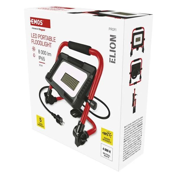 LED reflektor EMOS Elion 50 W prenosný, IP65, 8000 lm, neutrálna biela