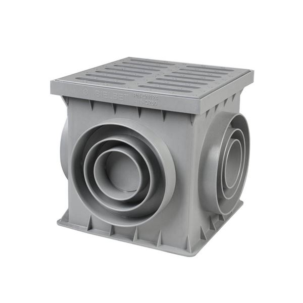 Plastový dvorný vpusť plast 250 x 250 mm sivý