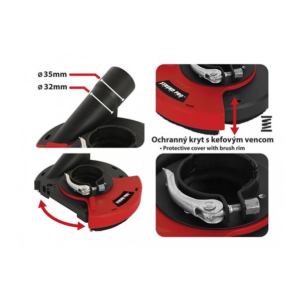 Kryt na uhlovú brúsku Strend Pro DP128, odsávací, 115/125 mm