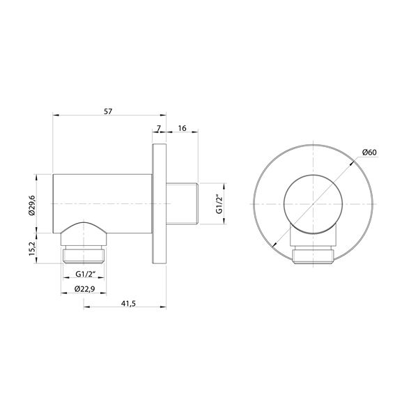 Prípojka SAPHO stenová na sprchu k podomietkovej batérii