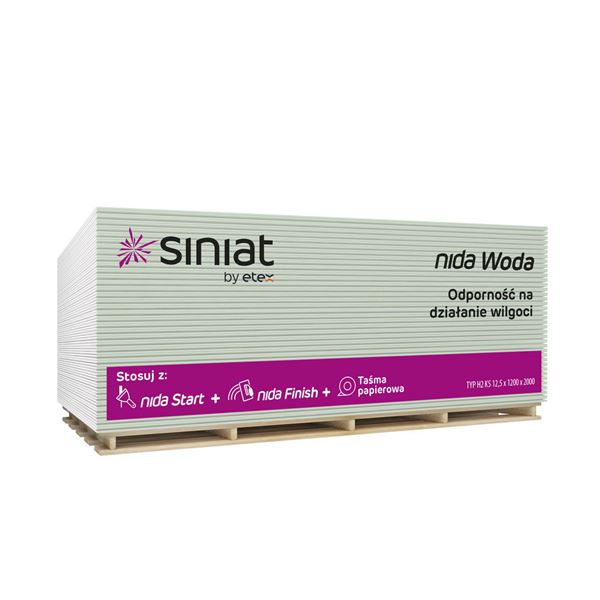 Sadrokartónová doska Siniat NIDA Voda (GKBI / Typ H2) 12,5 × 1200 × 2000 mm