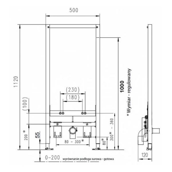 Modul podomietkový SLK plus pre bidet, 112 cm 