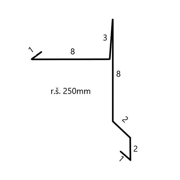 Záveterná lišta 2m čierna RAL 9005 rš=250mm