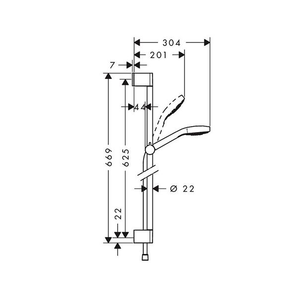 Sprchová súprava Hansgrohe Croma Select E 4-polohová, 65 cm