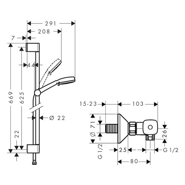 Batéria Hansgrohe ECOSTAT univerzal sprchová termostatická +Crometta 100 so sprchovacím setom