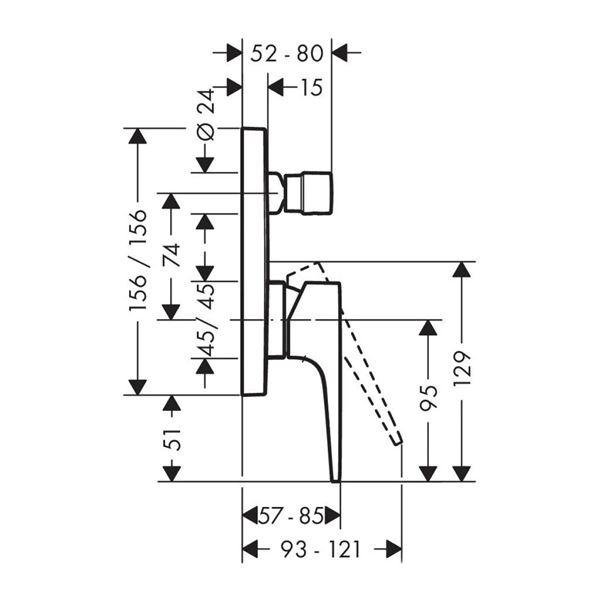 Batéria Hansgrohe METROPOL vaňová podomietková, chróm