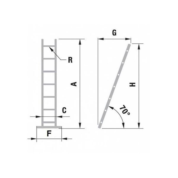 Rebrík ALVE jednodielny 2,56 m, 1 x 9