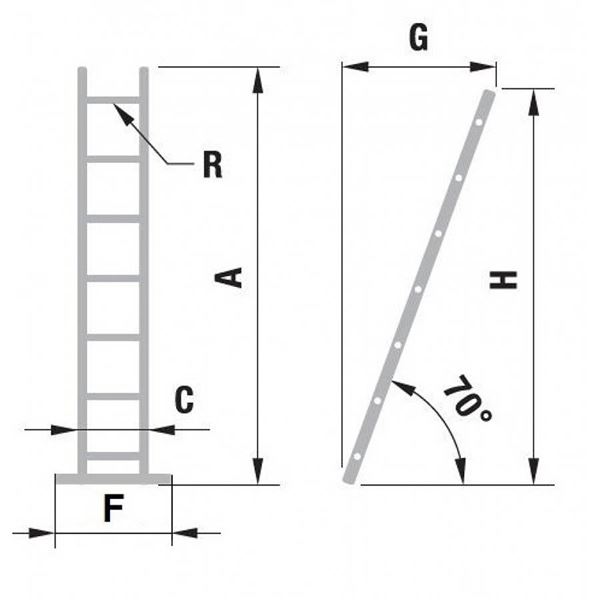 Rebrík ALVE jednodielny 1x10 - 2,84 m