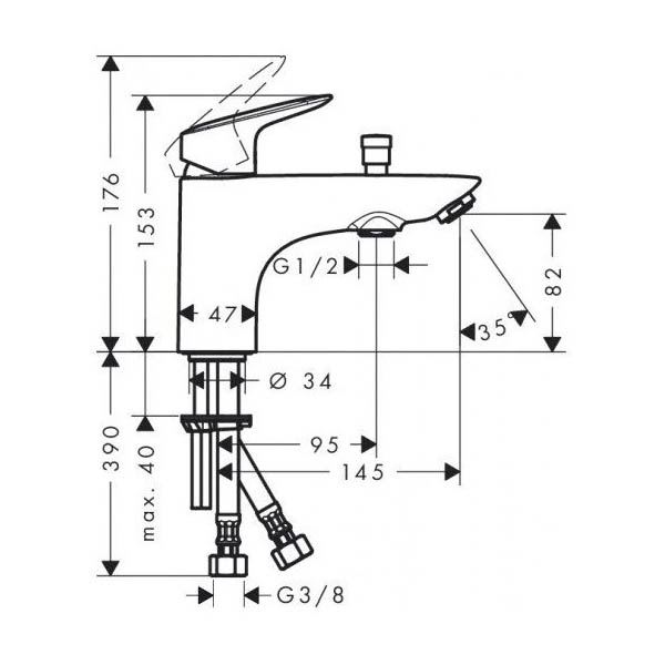 Batéria Hansgrohe LOGIS vaňová stojanková, chróm