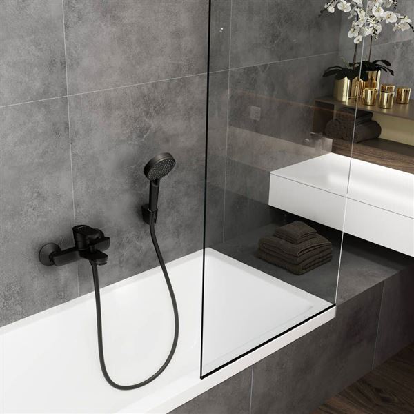 Batéria Hansgrohe VERNIS BLEND vaňová nástenná, čierna