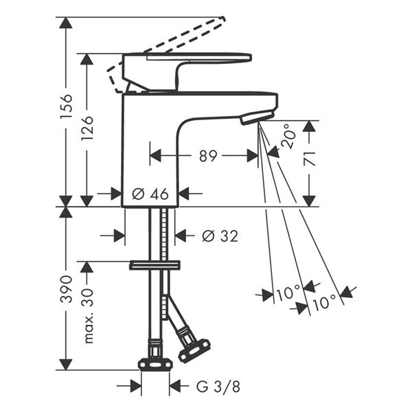 Batéria Hansgrohe VERNIS BLEND 70 umývadlová bez GA, chróm