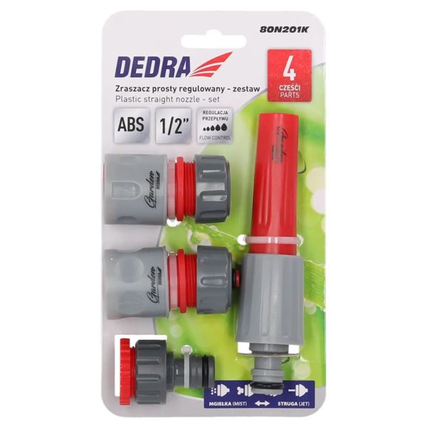 Regulovaná rovná striekacia koncovka Dedra – súprava 4 ks