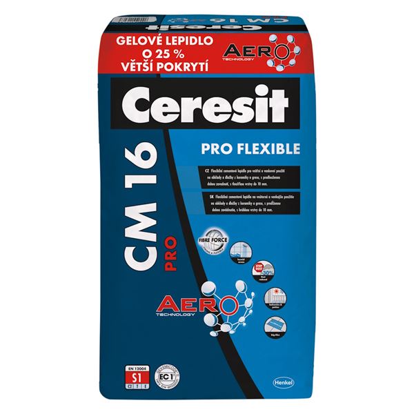 Flexibilné cementové lepidlo S1 s technológiou AERO Ceresit CM 16 PRO, 25 kg