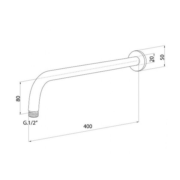 Rameno sprchové okrúhle, 40 cm, chróm