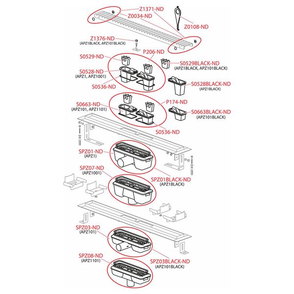 Žľab sprchový ALCAPLAST APZ 101 Low 950 mm, výška 70 mm), čierny