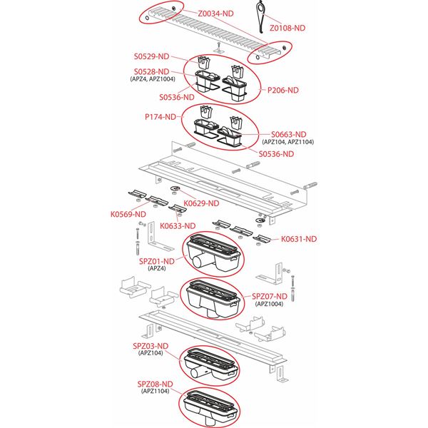 Žľab sprchový Alcaplast APZ 104 Flexible Low 1050 mm, výška 70 mm