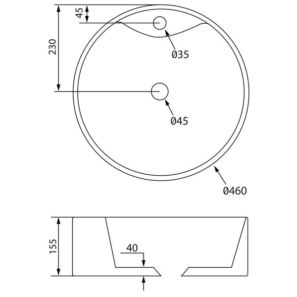 Umývadlo na dosku SAPHO YAKARTA 46 × 15,5 cm