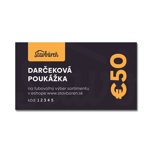 Stavbaren.sk - Darčekový poukaz 50 €