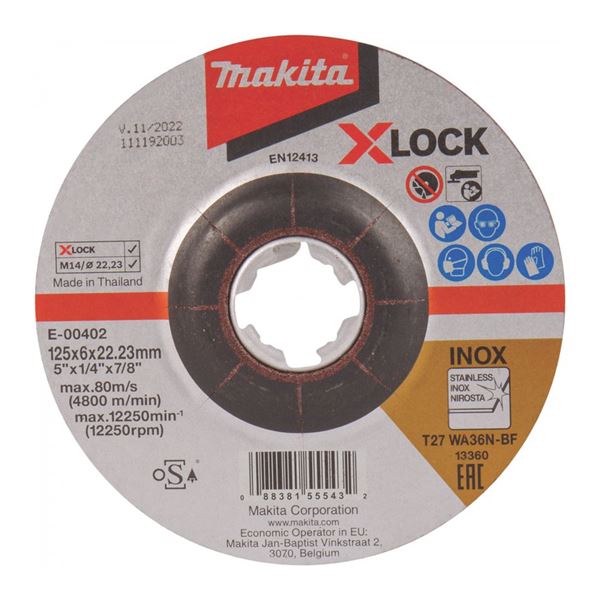 Brúsny kotúč Makita na nerez XLOCK 125x6x22,23 mm