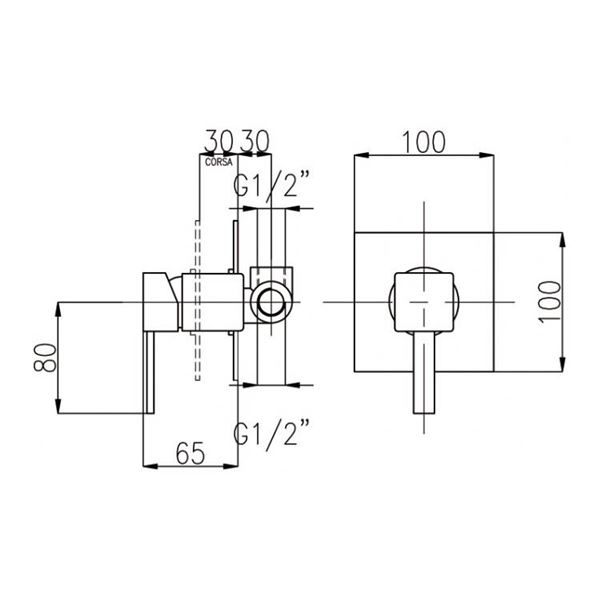 Batéria FARIS QUADRIC sprchová podomietková komplet