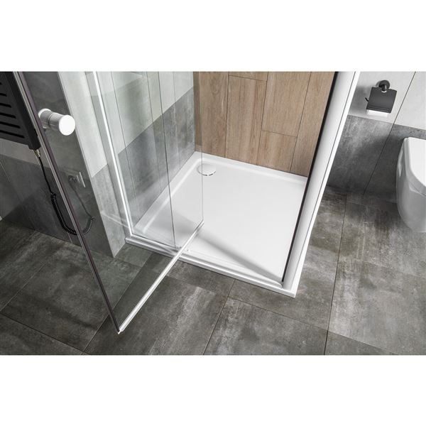 Dvere sprchové AQUALINE AMICO 104-122 × 185 cm, biely rám, číre