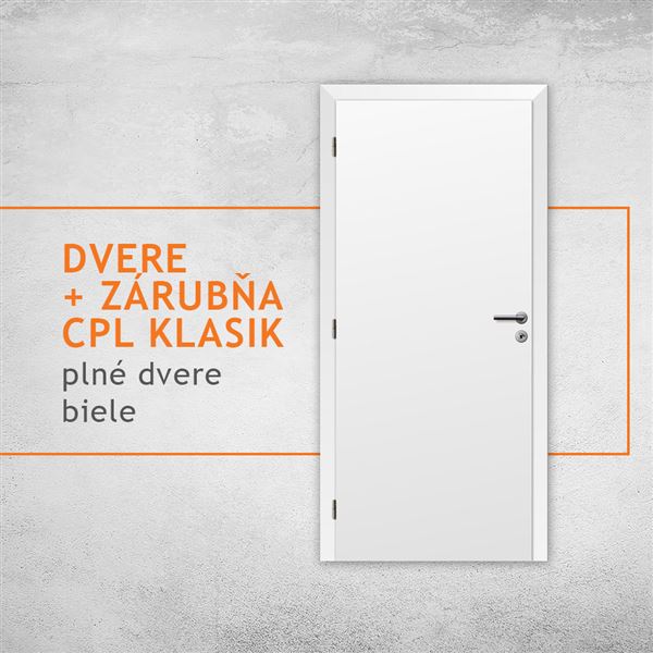 SET Solodoor dvere + zárubňa CPL biele KLASIK plné 90 L, OZ 100-160 (95-175 mm)