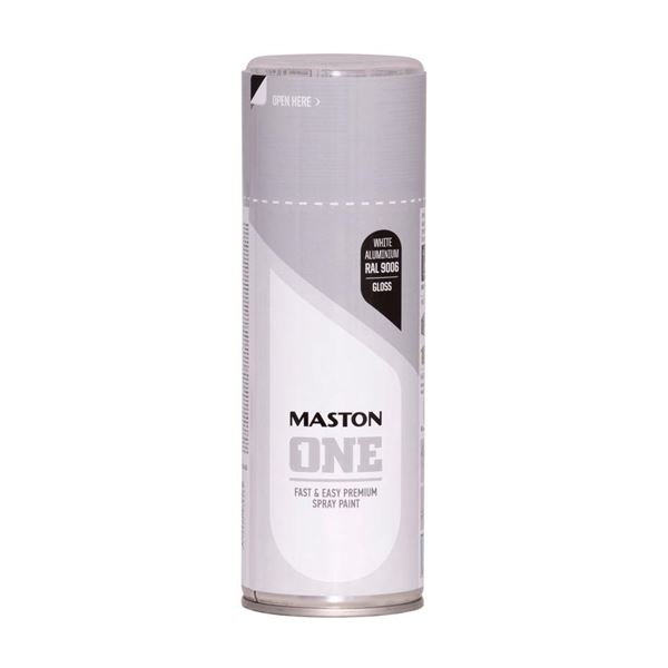 Tikkurila MASTON One, akrylová lesklá farba v spreji, biely hliník RAL9006, 400 ml