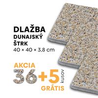 Dlažba dunajský štrk 40 × 40 × 3,8 cm, paleta 72 ks