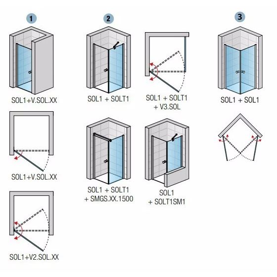 Dvere sprchové SanSwiss SOLINO SOL1 700 × 2000 mm, čierne, číre sklo