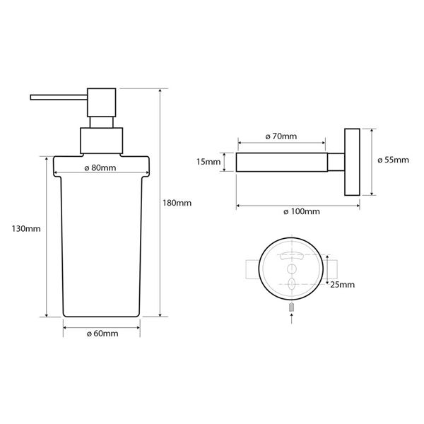 Dávkovač mydla SAPHO X-ROUND 250 ml, mliečne sklo