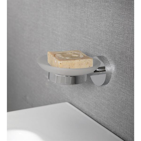 Mydlenička SAPHO X-ROUND mliečne sklo, chróm