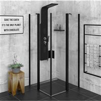 Kút sprchový ZOOM LINE BLACK 90 × 90 cm, čierny, číre sklo